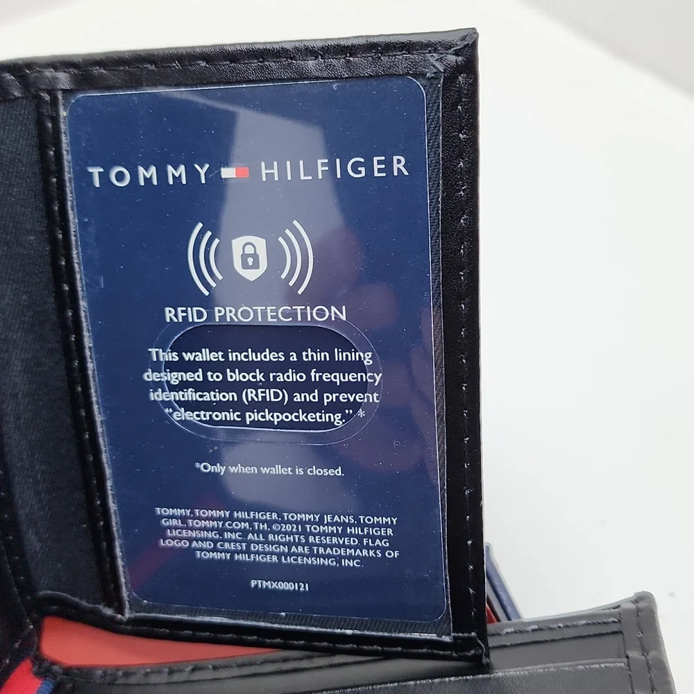 ⭐️TOMMY HILFIGER 💯 MENS WALLET BLACK, LEATHER WALLET